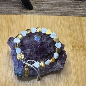 Sisters of The Heart Mother of Pearl & Gold tone Hearts Bracelet